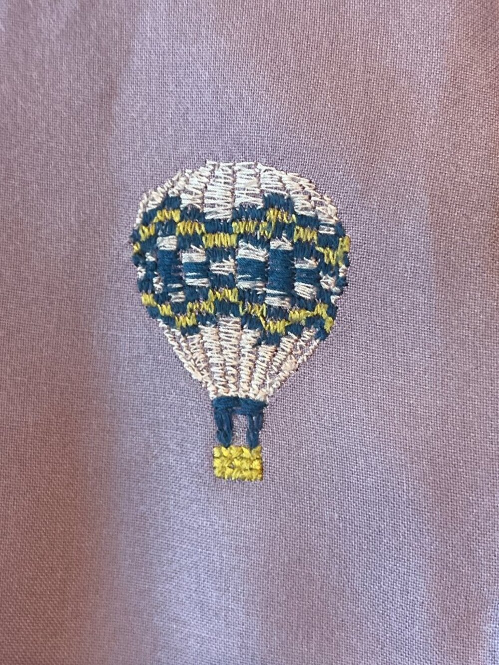Hot Air Balloon Embroidered Button-Down Shirt Mauve Petite Size 6P Anthropology - Picture 3 of 11